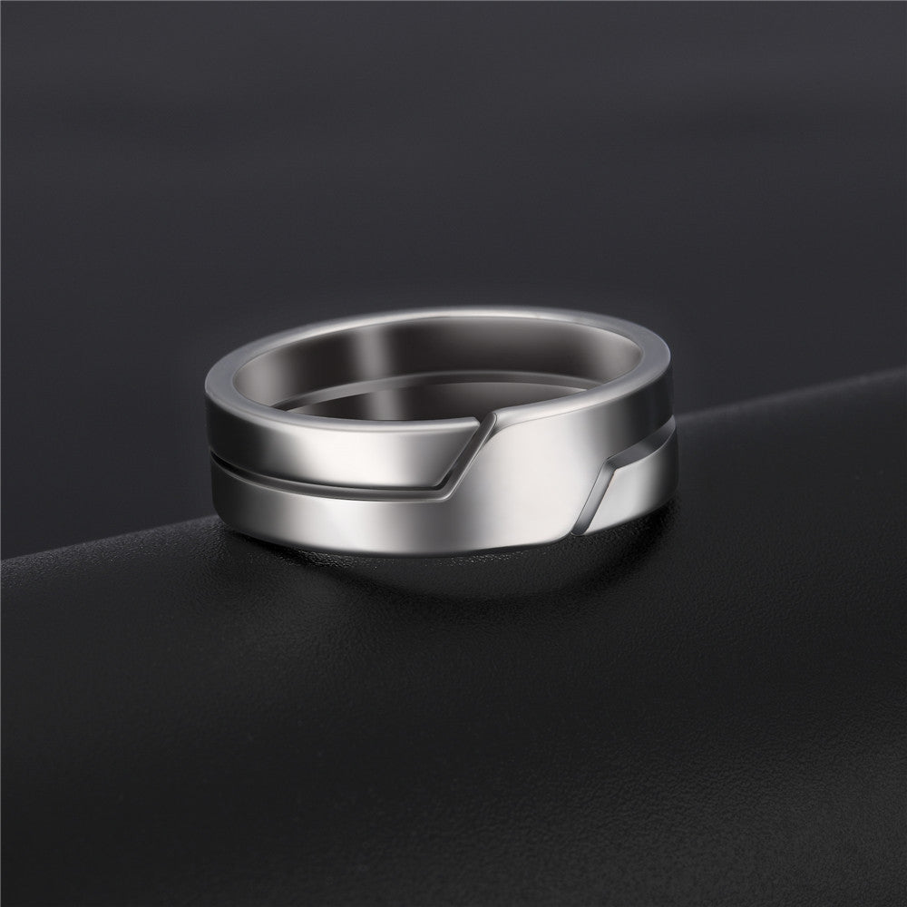 Electroplated Unisex Stainess Steel Ring Simple Geometry-Patterned "Titanium Steel"