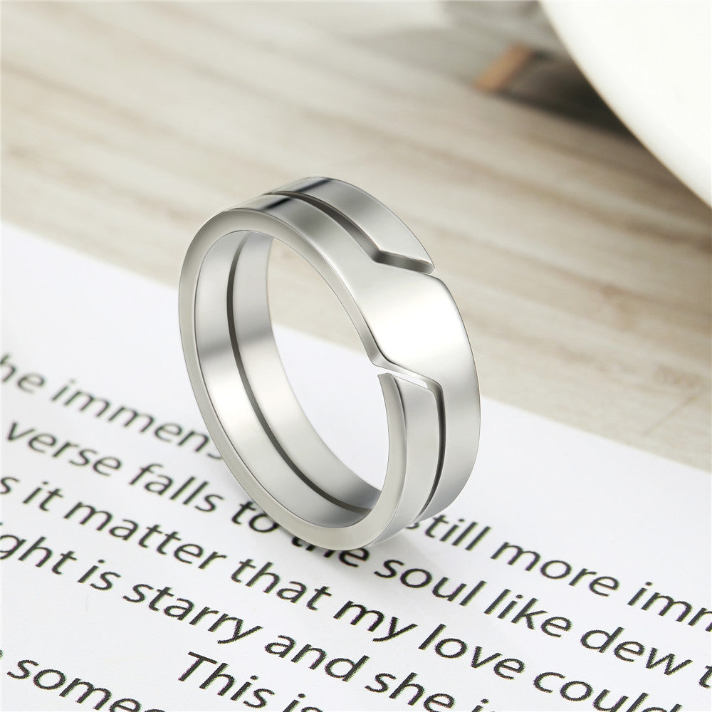 Electroplated Unisex Stainess Steel Ring Simple Geometry-Patterned "Titanium Steel"