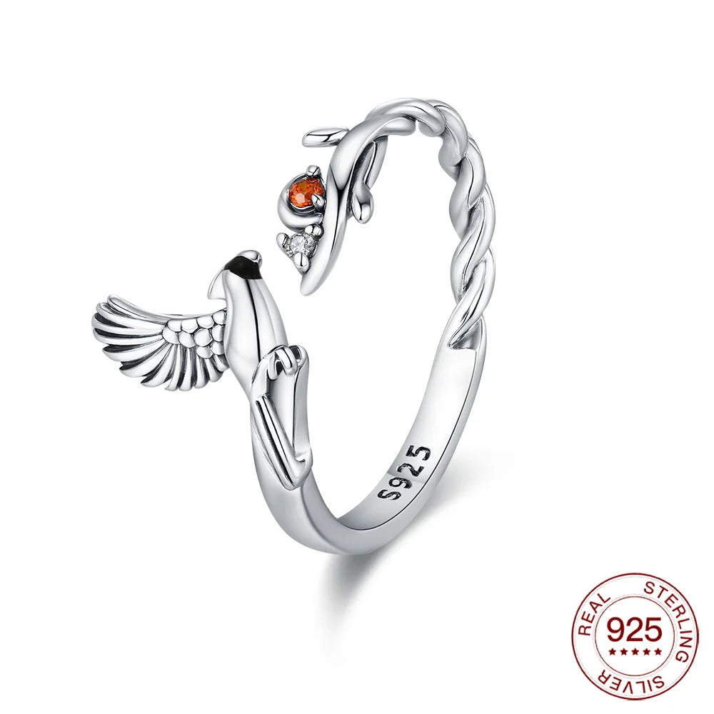 Adjustable Original S925 Sterling Silver Ring Fine Jewelry Fashion Romantic Gift Couple Cute Animal Ring