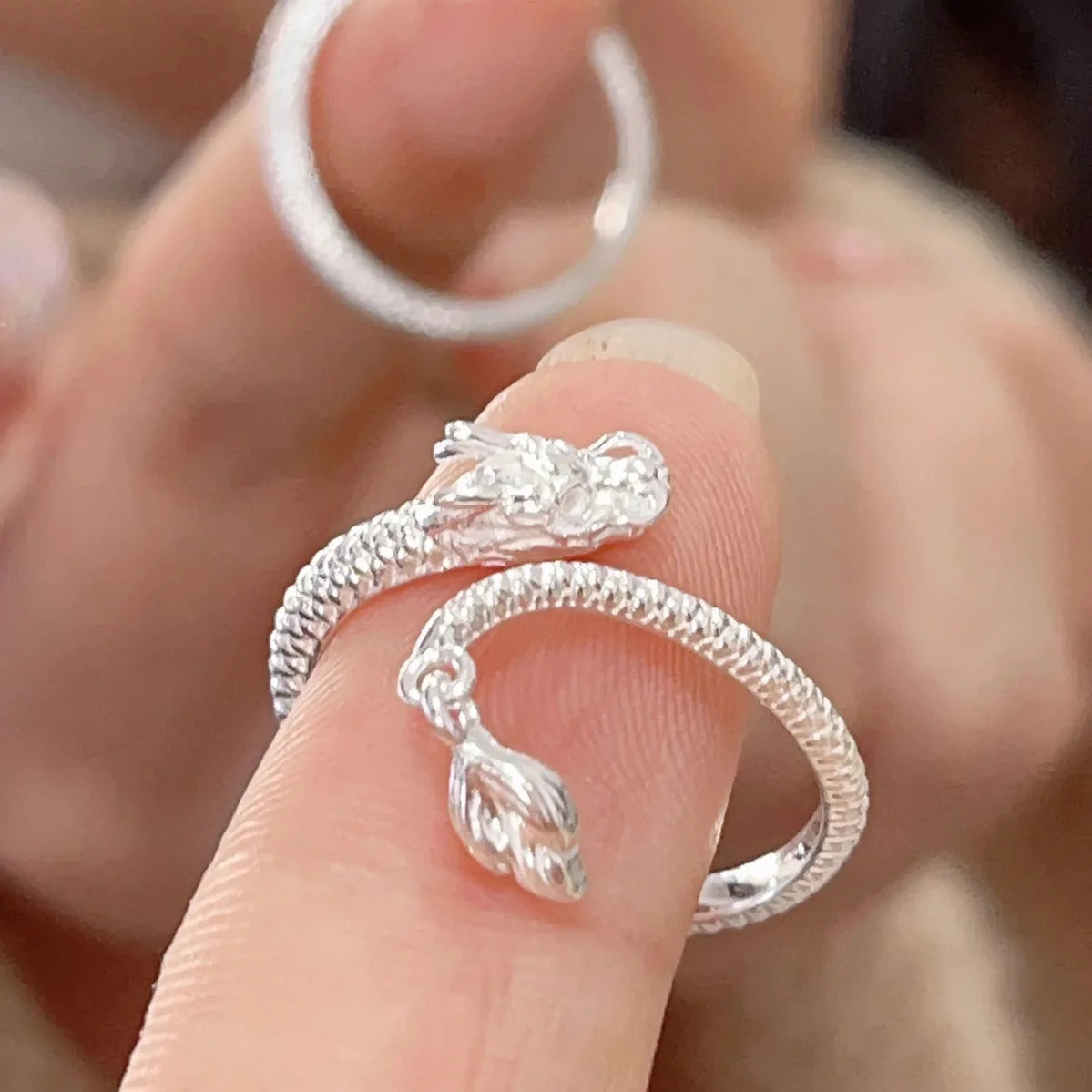 925 Silver Open Finger Ring Flower Leaf Design Green Golden Vintage Stackable For Women