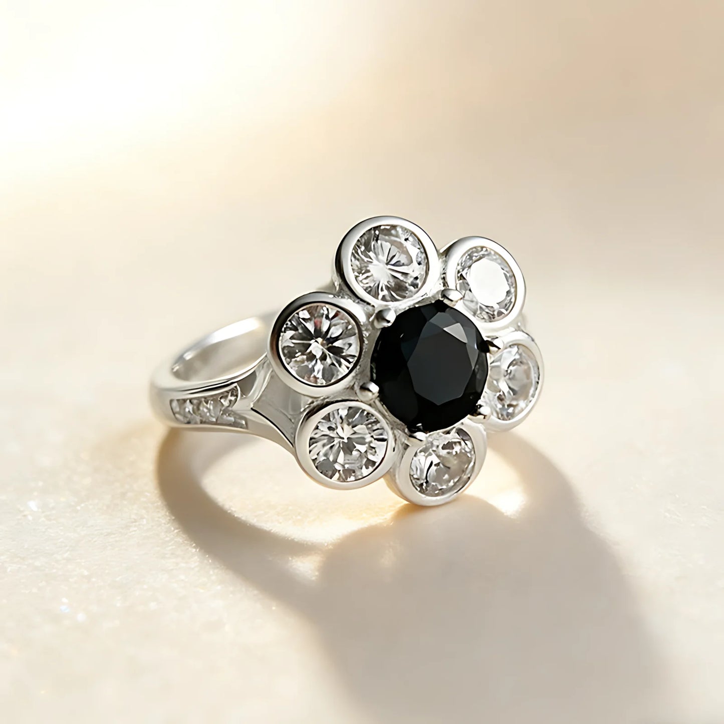 925 Silver Open Finger Ring Flower Leaf Design Green Golden Vintage Stackable For Women