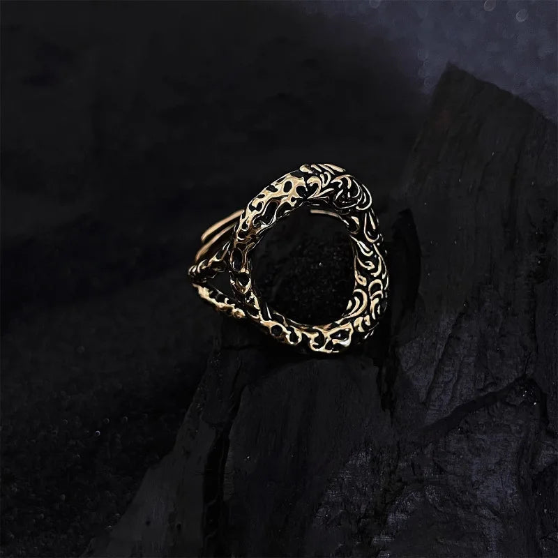 925 Silver Open Finger Ring Flower Leaf Design Green Golden Vintage Stackable For Women