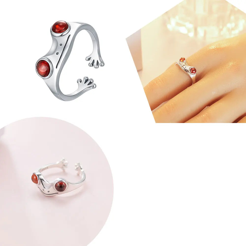 Adjustable Original S925 Sterling Silver Ring Fine Jewelry Fashion Romantic Gift Couple Cute Animal Ring
