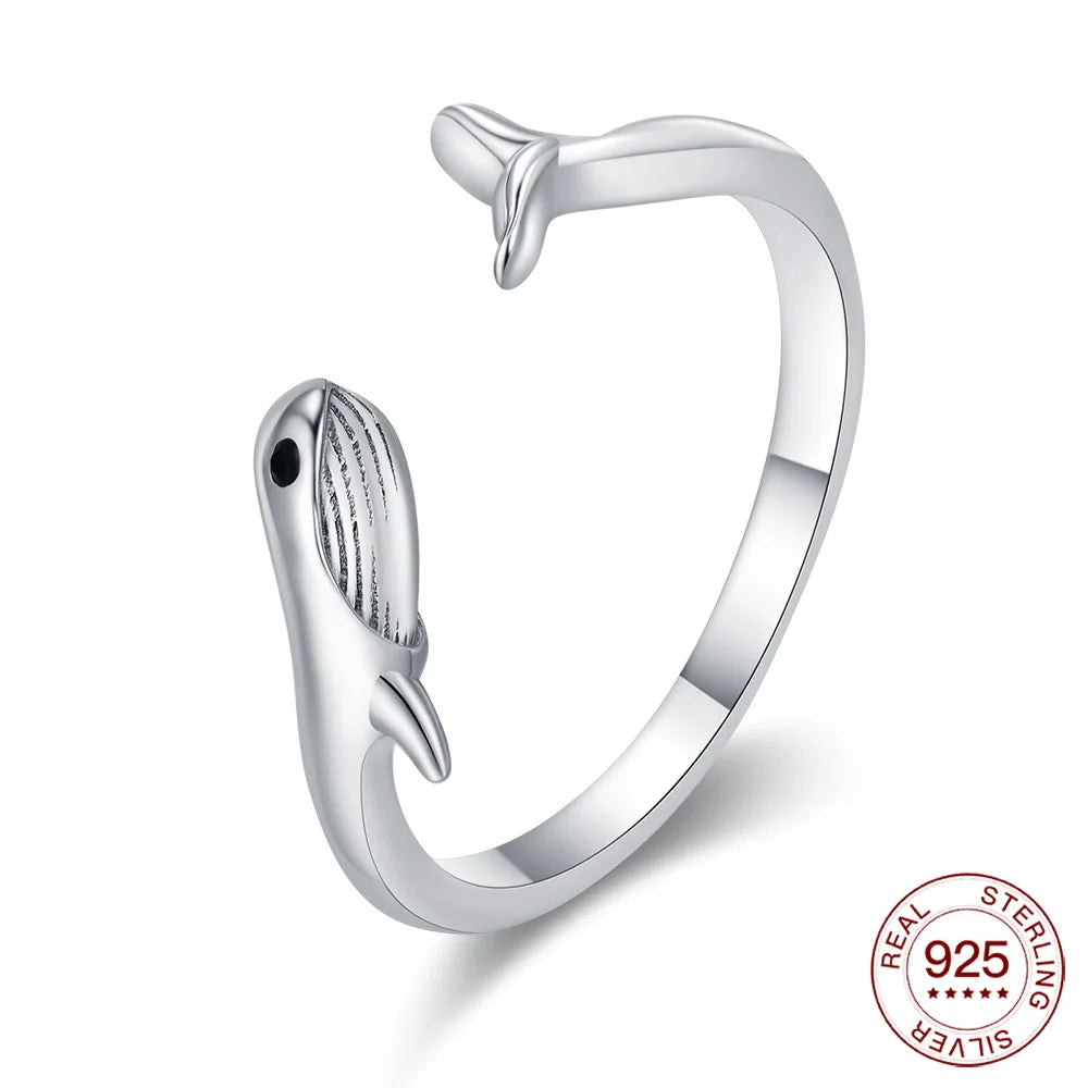 Adjustable Original S925 Sterling Silver Ring Fine Jewelry Fashion Romantic Gift Couple Cute Animal Ring