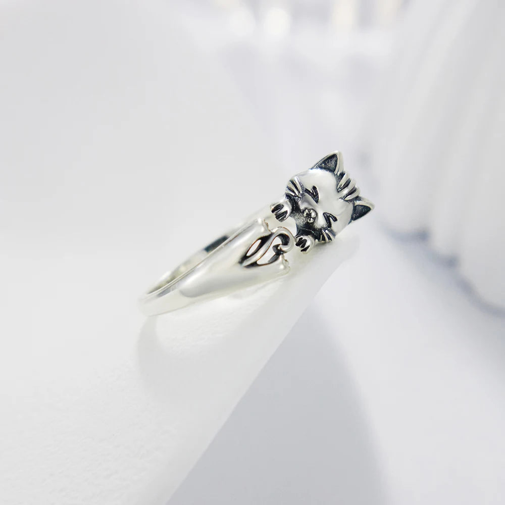 Adjustable Original S925 Sterling Silver Ring Fine Jewelry Fashion Romantic Gift Couple Cute Animal Ring