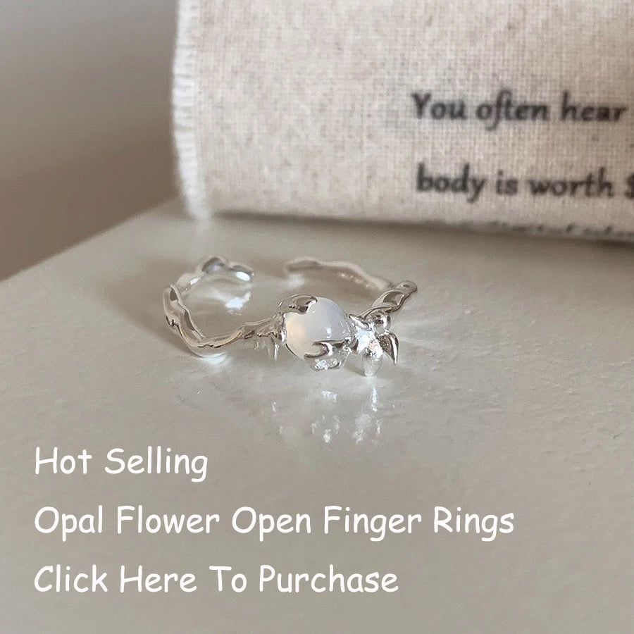 925 Silver Open Finger Ring Flower Leaf Design Green Golden Vintage Stackable For Women