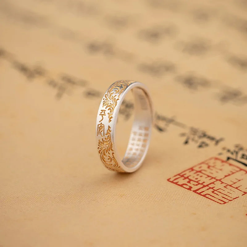 925 Silver Open Finger Ring Flower Leaf Design Green Golden Vintage Stackable For Women