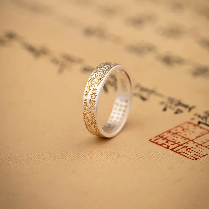 925 Silver Open Finger Ring Flower Leaf Design Green Golden Vintage Stackable For Women