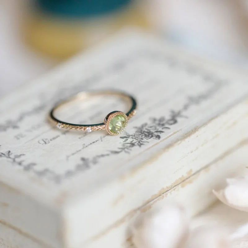 925 Silver Open Finger Ring Flower Leaf Design Green Golden Vintage Stackable For Women