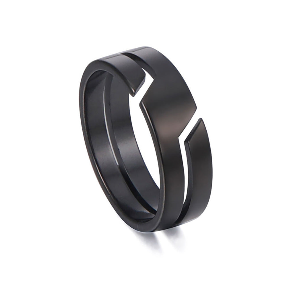 Electroplated Unisex Stainess Steel Ring Simple Geometry-Patterned "Titanium Steel"