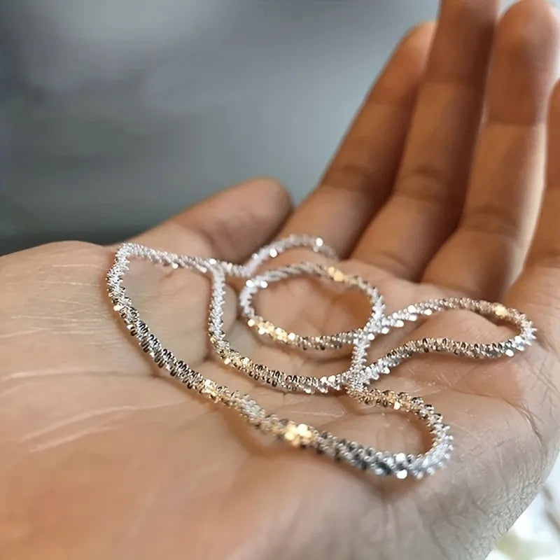 Gypsophilia Star Shimmering Chain Necklace for Women STAR-Patterned 925 Sterling Silver