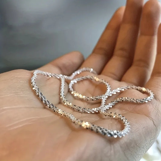 Gypsophilia Star Shimmering Chain Necklace for Women STAR-Patterned 925 Sterling Silver