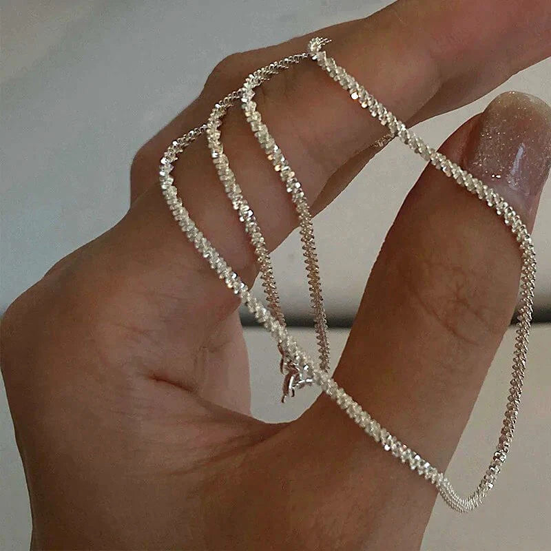 Gypsophilia Star Shimmering Chain Necklace for Women STAR-Patterned 925 Sterling Silver